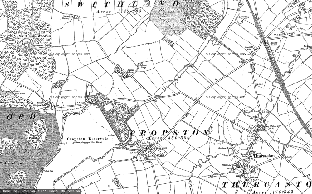 Old Map of Cropston, 1883 in 1883