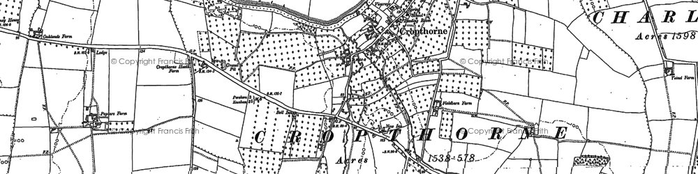 Old map of Cropthorne in 1884