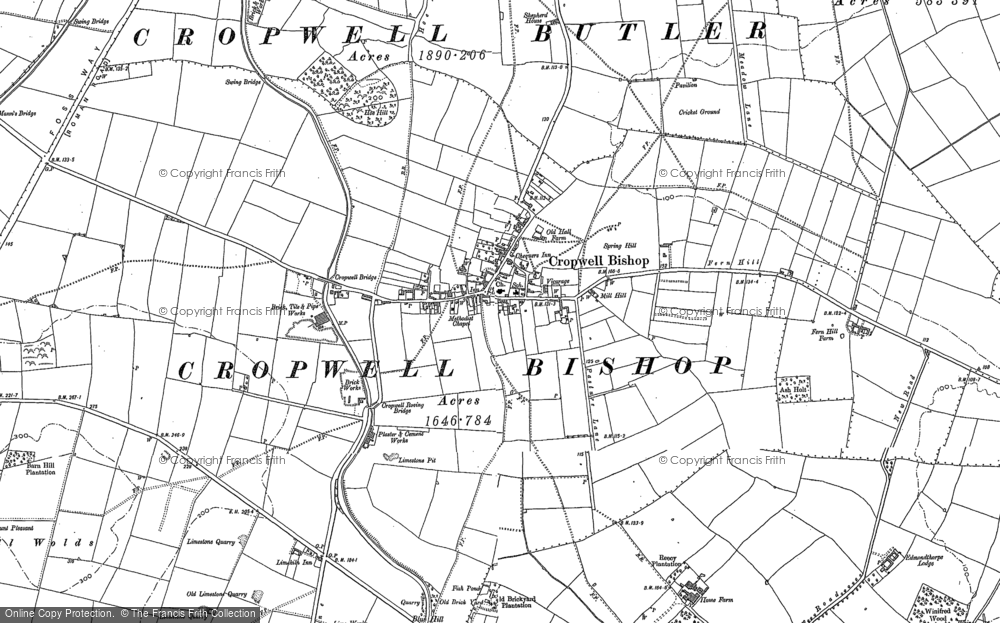 Old Map of Cropwell Bishop, 1883 - 1899 in 1883