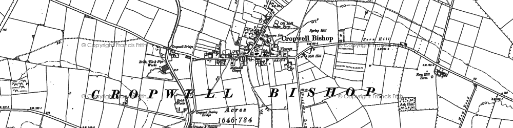 Old map of Cropwell Bishop in 1883
