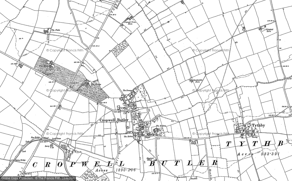 Old Map of Cropwell Butler, 1883 in 1883