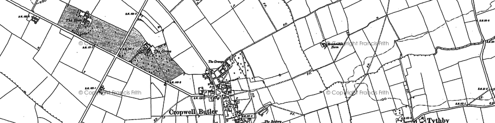 Old map of Cropwell Butler in 1883