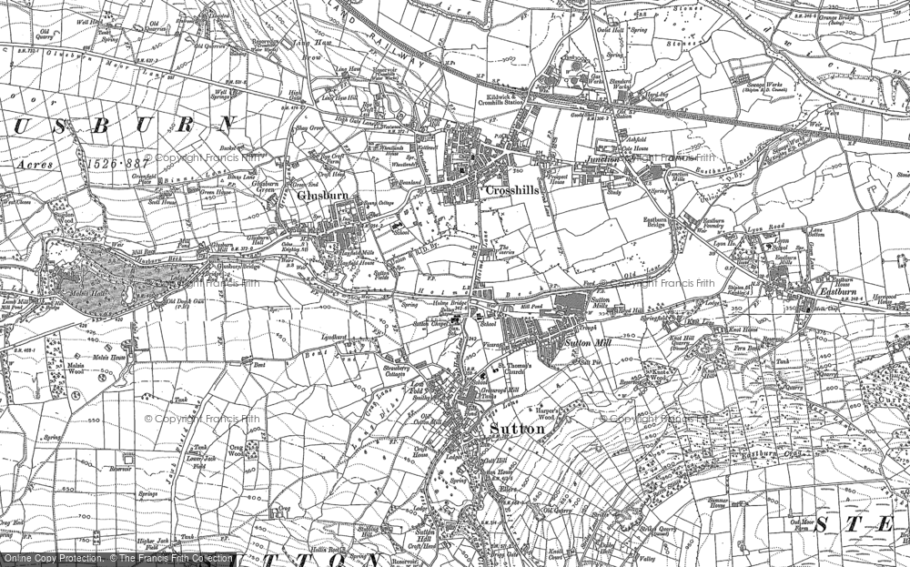 Old Map of Cross Hills, 1889 - 1892 in 1889