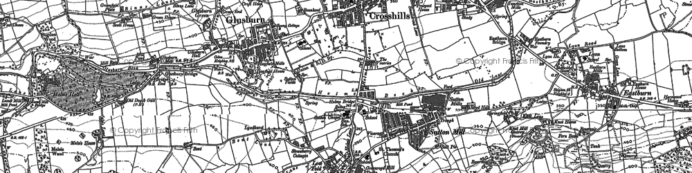 Old map of Cross Hills in 1889