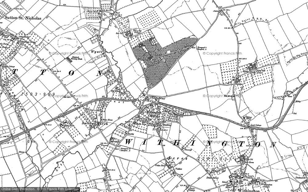 Old Map of Historic Map covering Sutton Marsh in 1886