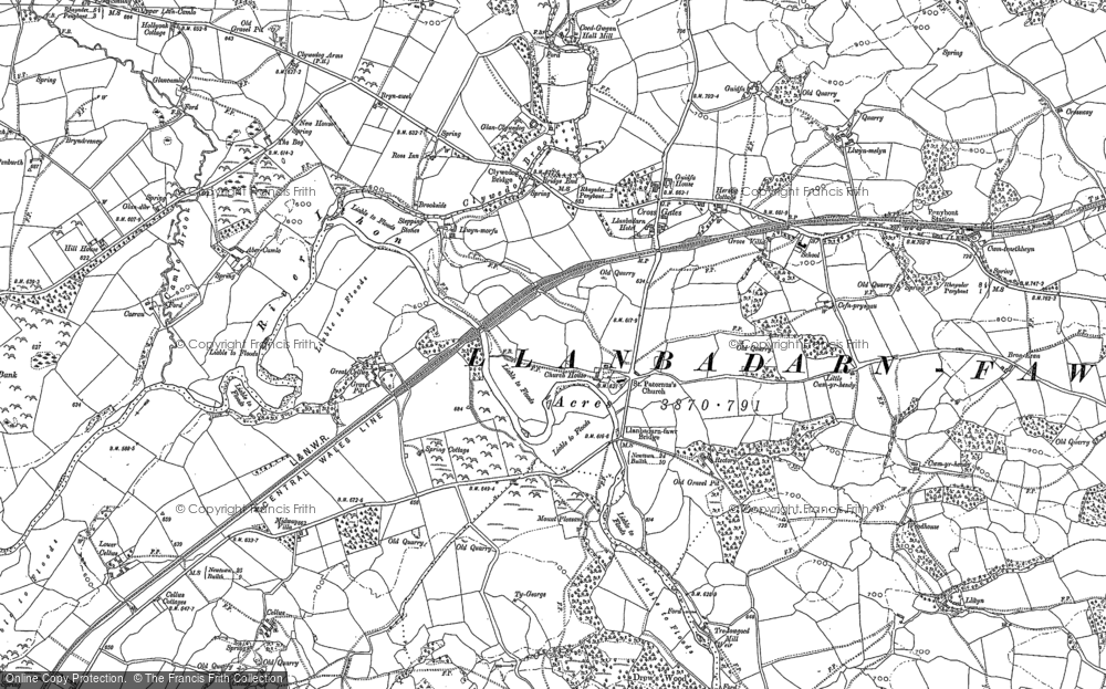 Old Map of Historic Map covering Fron in 1887