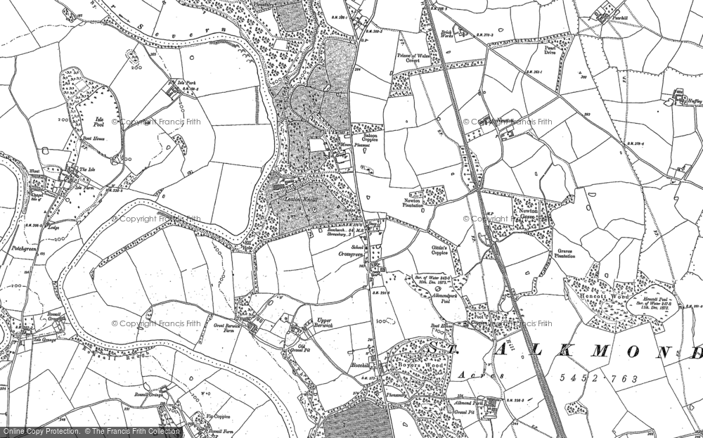 Old Map of Historic Map covering Berwick Ho in 1881