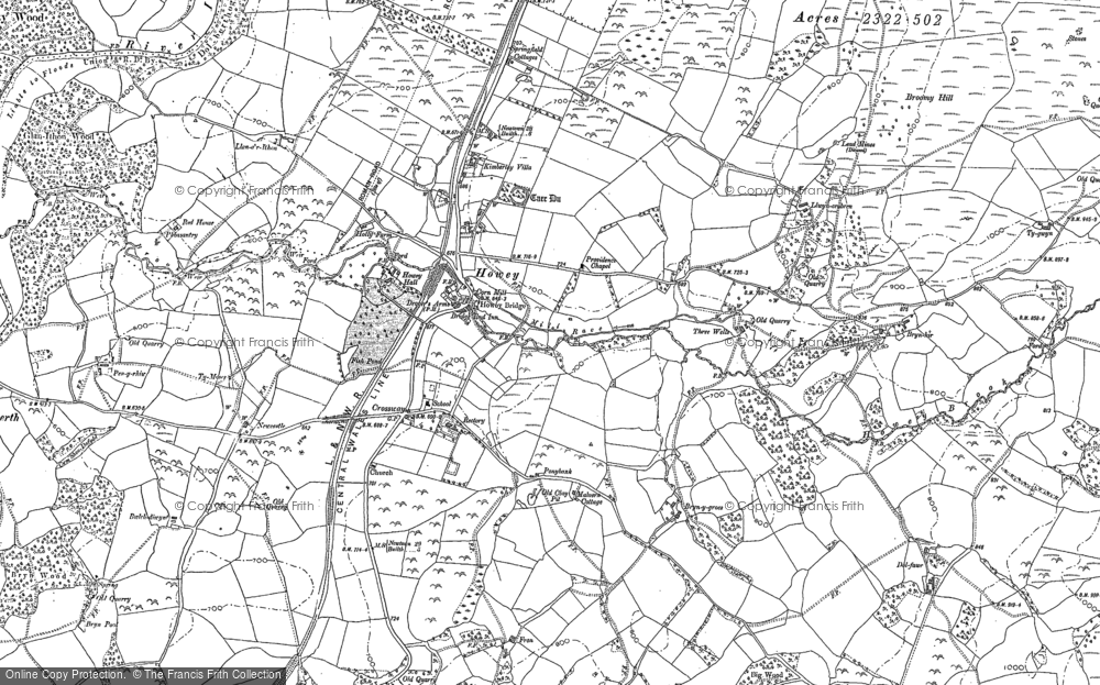 Old Map of Historic Map covering Bryn-Ffyn in 1887