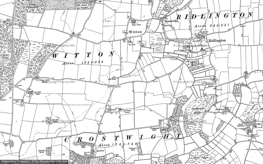 Old Map of Crostwight, 1885 - 1905 in 1885