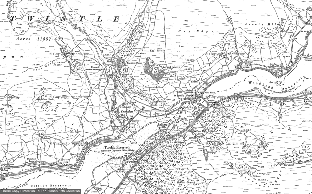 Old Map of Historic Map covering Ancote Hill in 1896