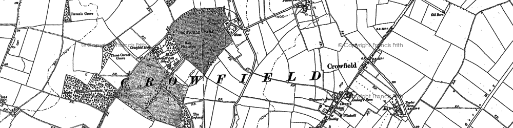 Old map of Crowfield in 1883
