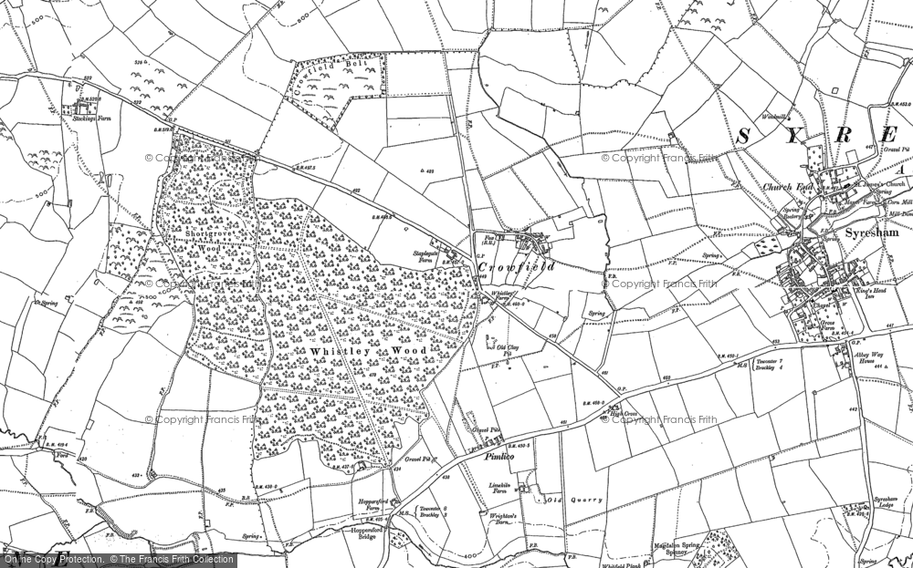 Old Map of Historic Map covering Whistley Wood in 1883