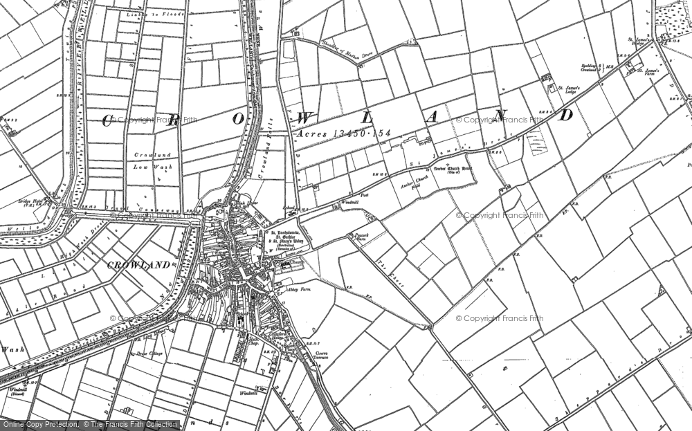 Old Map of Crowland, 1887 - 1900 in 1887