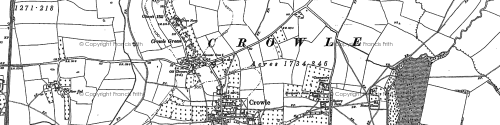 Old map of Crowle Green in 1884