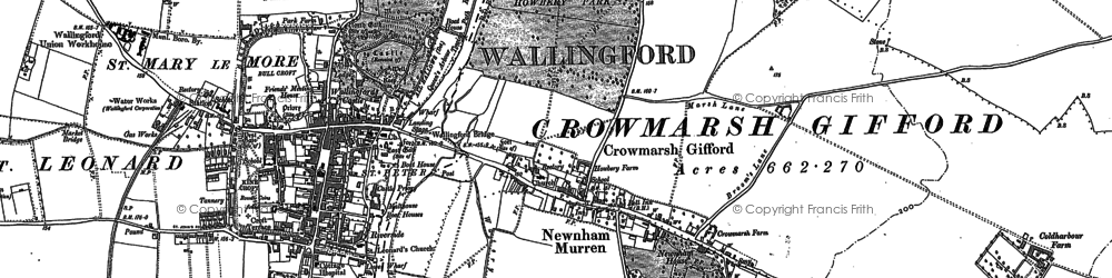 Old map of Crowmarsh Gifford in 1910