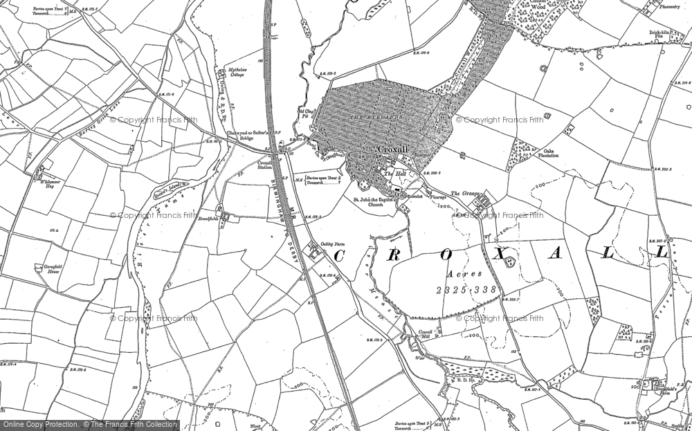Old Map of Historic Map covering Broadfields in 1882