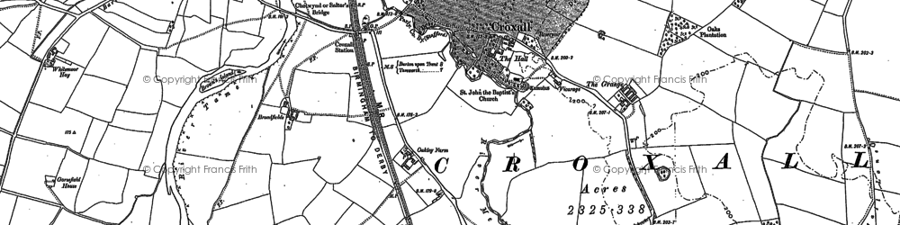 Old map of Croxall in 1882