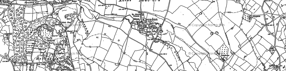 Old map of Croxden in 1880