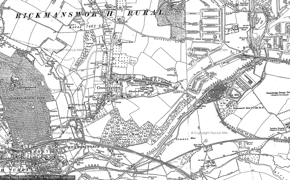 Old Map of Historic Map covering Batchworth in 1913