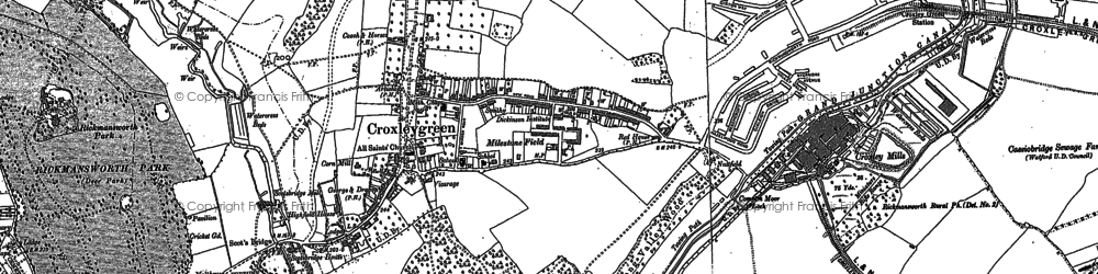 Old map of Croxley Green in 1913