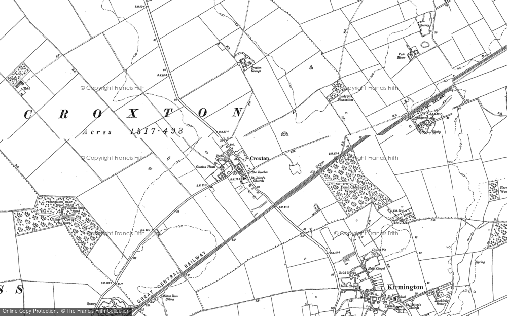 Old Map of Croxton, 1886 - 1905 in 1886