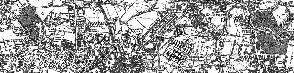 Old map of Higher Blackley in 1889