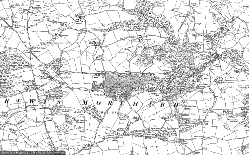Old Map of Cruwys Morchard, 1887 in 1887