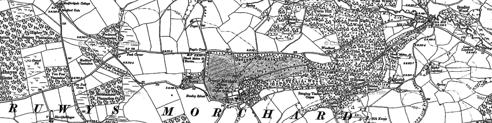 Old map of Cruwys Morchard in 1887