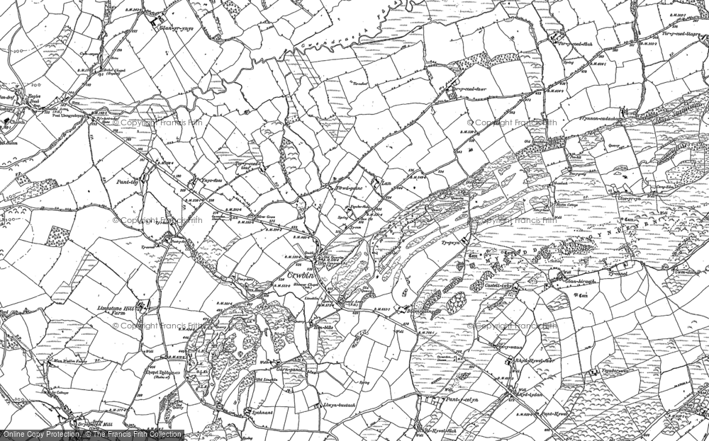 Old Map of Historic Map covering Felindre in 1879