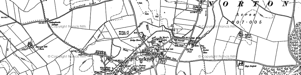 Old map of Cuckney in 1884