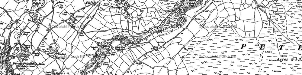 Old map of Boulters Tor in 1883