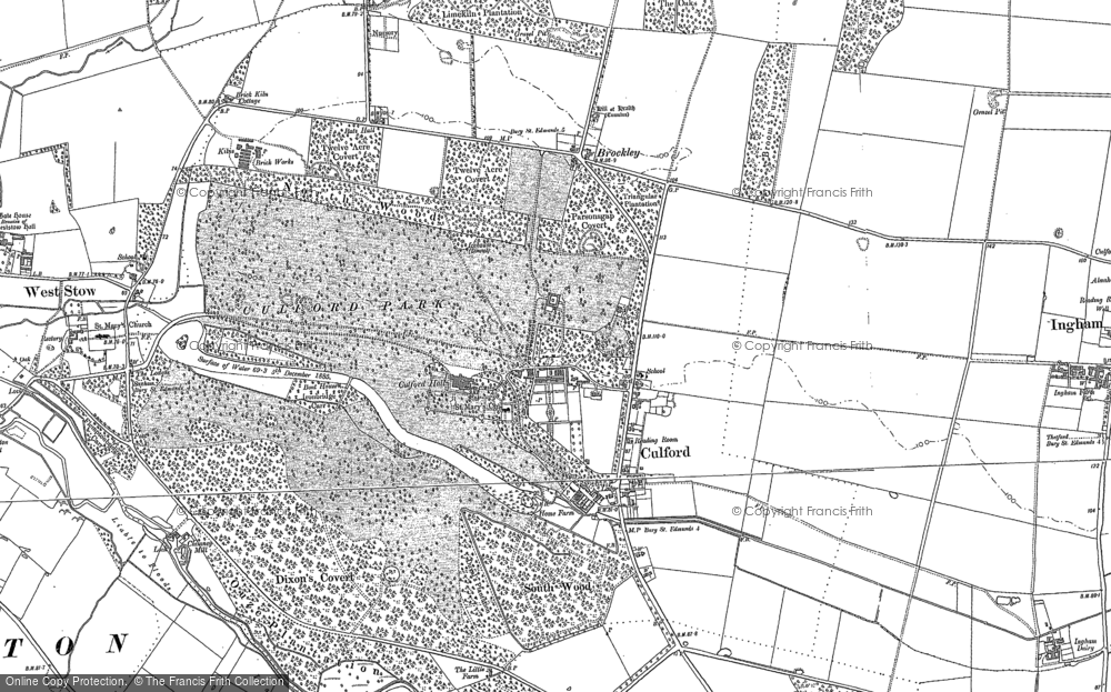 Old Map of Culford, 1883 in 1883