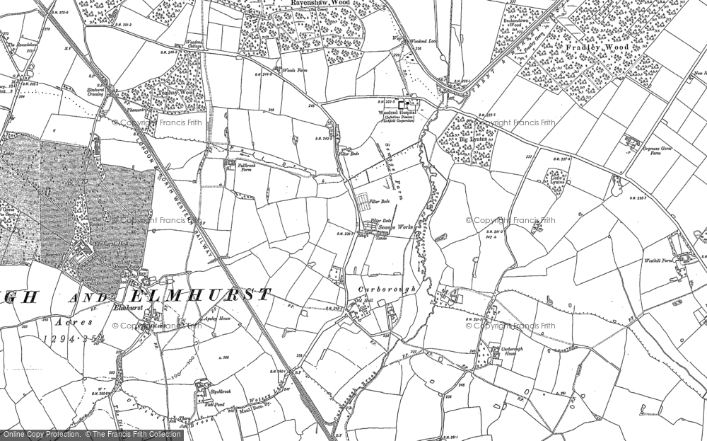 Old Map of Curborough, 1882 in 1882