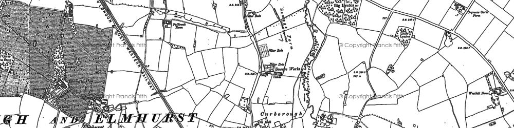 Old map of Curborough in 1882