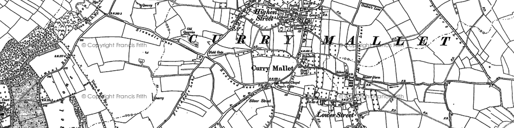 Old map of Curry Mallet in 1886
