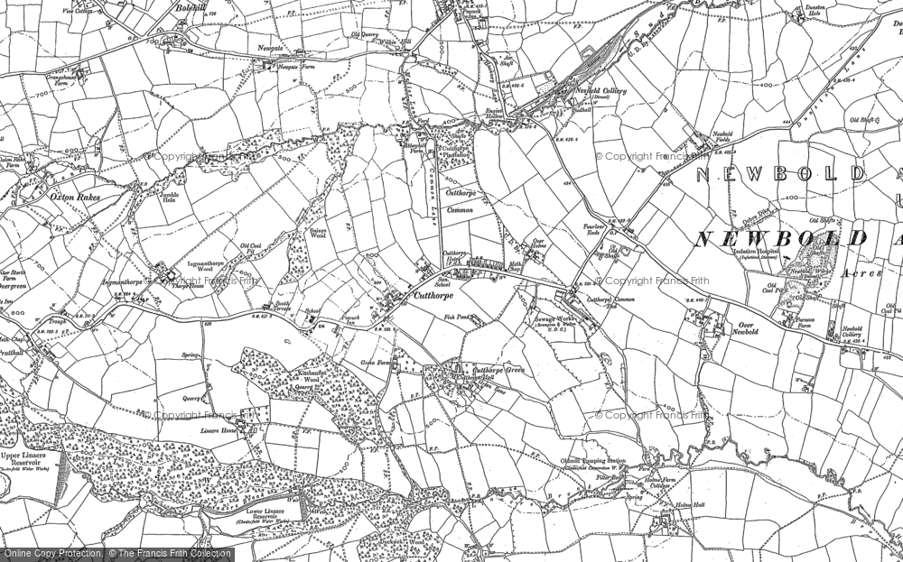 Old Map of Cutthorpe, 1876 in 1876