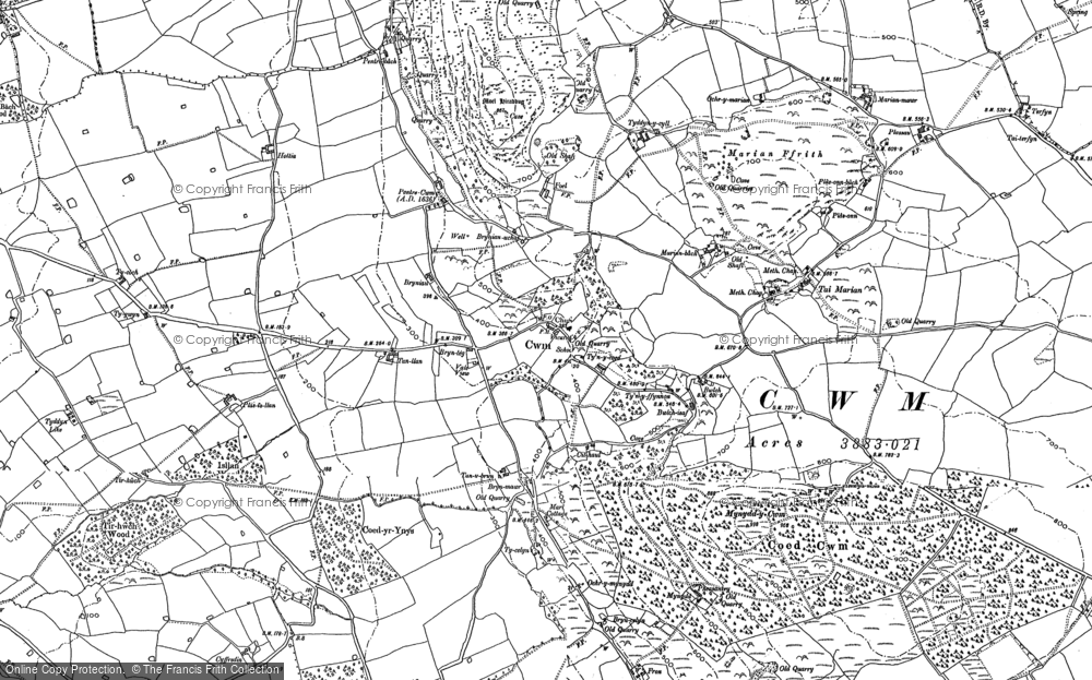 Old Map of Historic Map covering Marian Cwm in 1898