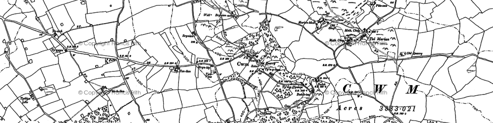 Old map of Bryn Cnewyllyn in 1898