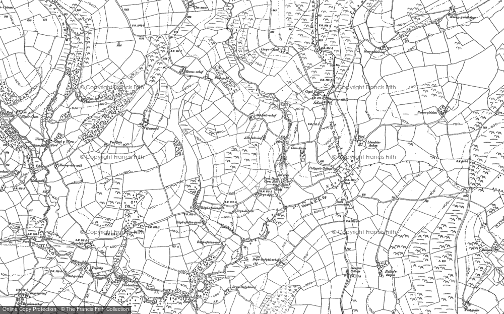 Old Map of Historic Map covering Bryndafydd in 1886