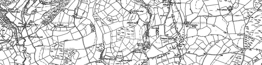 Old map of Cwm-Dawe in 1886