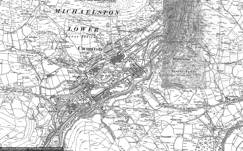 Old Map of Historic Map covering Caerhendy in 1875