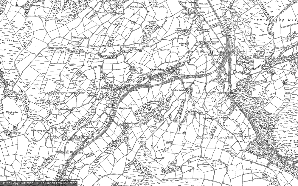 Old Map of Historic Map covering Ystradolwyn Fawr in 1875