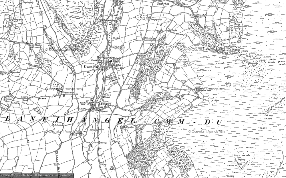 Old Map of Historic Map covering Felindre in 1886