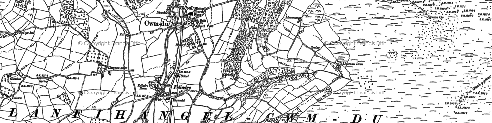 Old map of Cwmdu in 1886