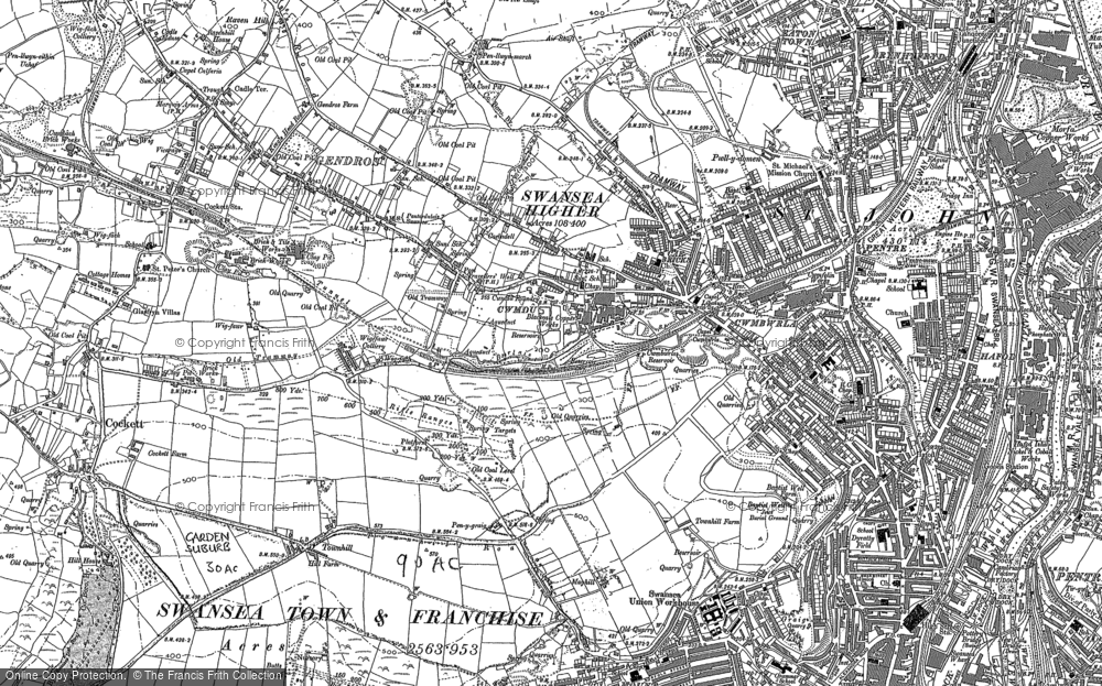 Old Map of Cwmdu, 1897 - 1913 in 1897