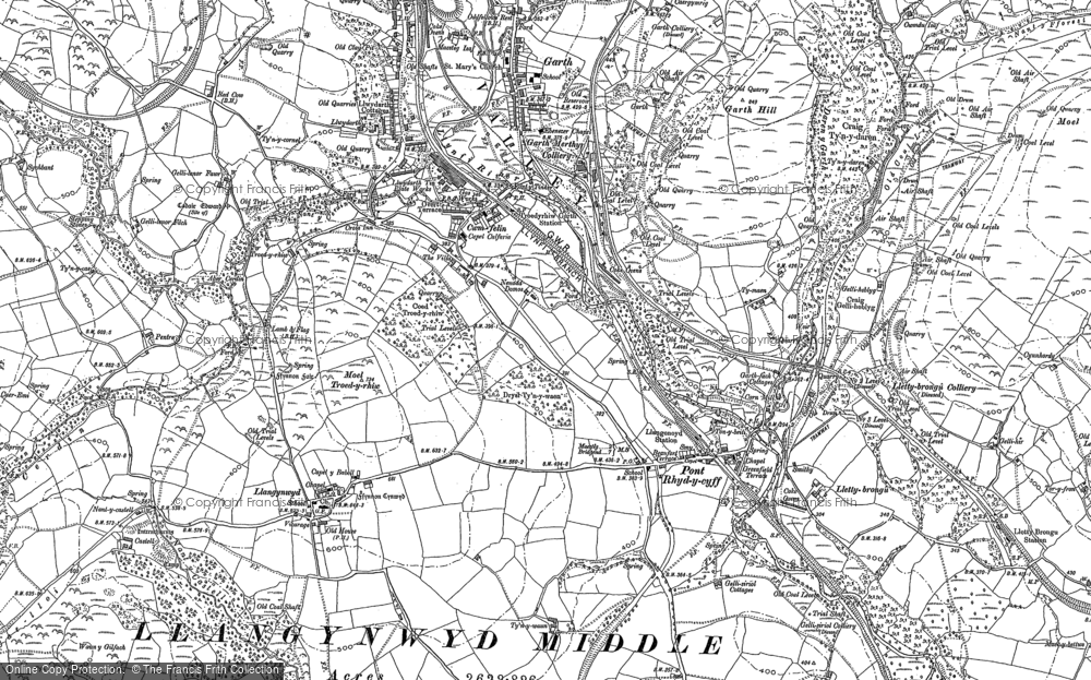 Old Map of Historic Map covering Waun y Gilfach in 1897