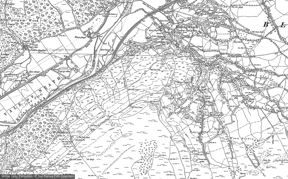 Old Map of Historic Map covering Aber-pergwm Wood in 1878