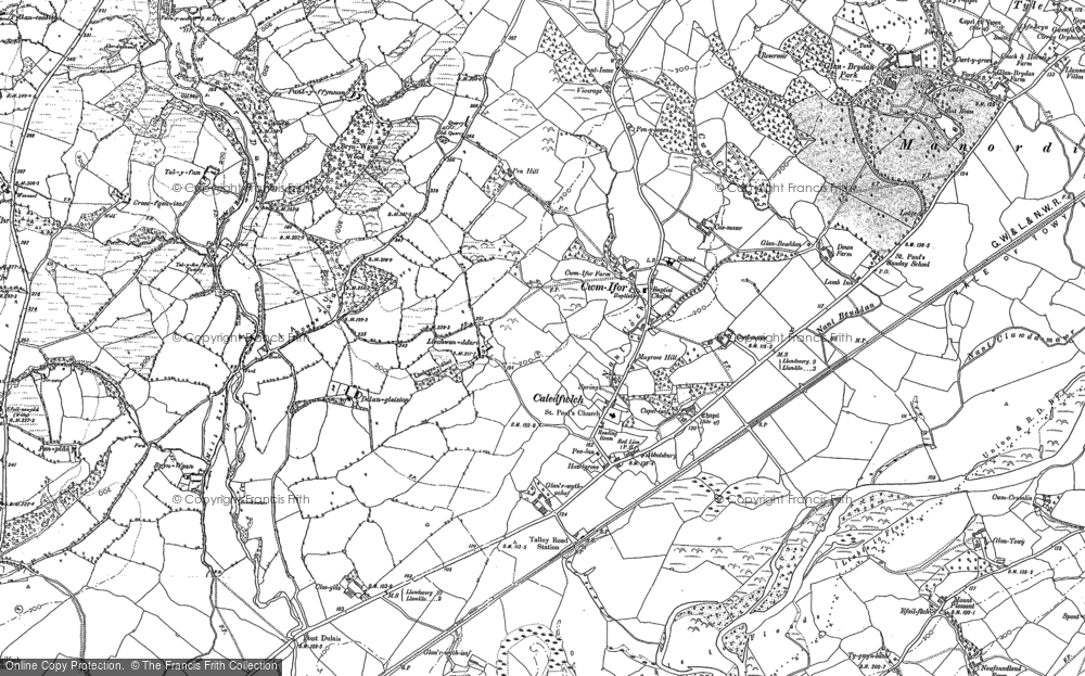 Old Map of Historic Map covering Brynwgan in 1885