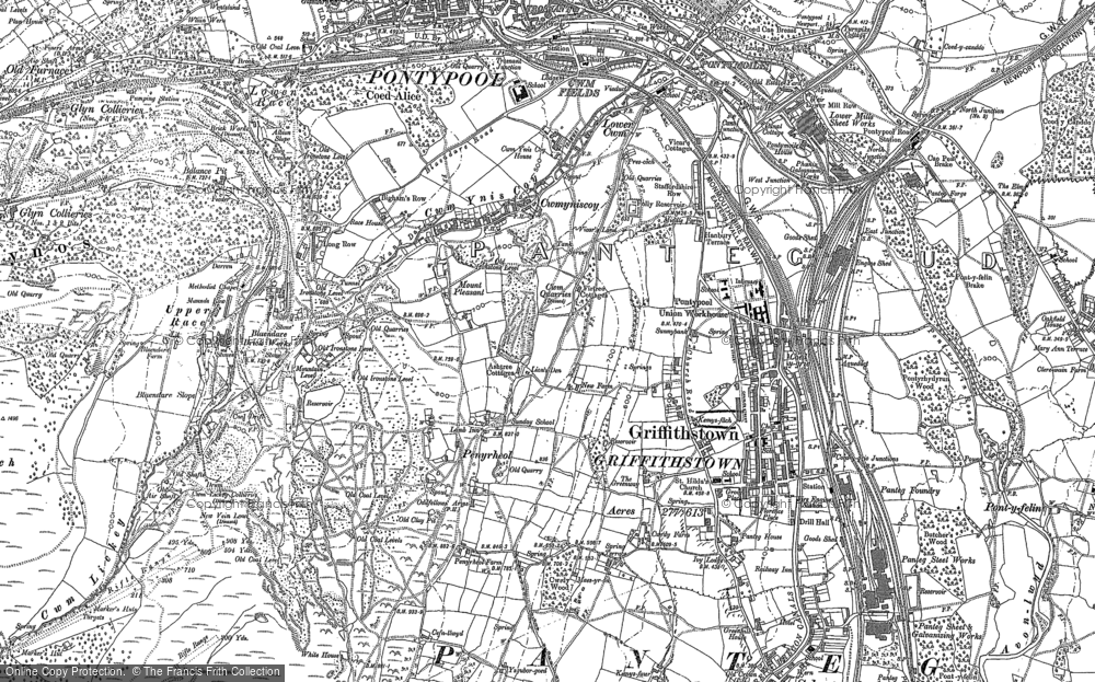 Old Map of Cwmynyscoy, 1899 - 1900 in 1899