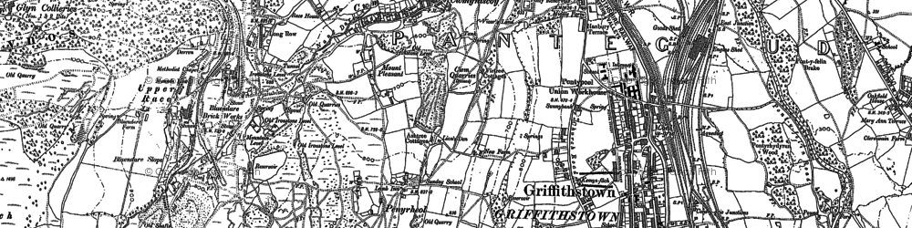 Old map of Cwmynyscoy in 1899